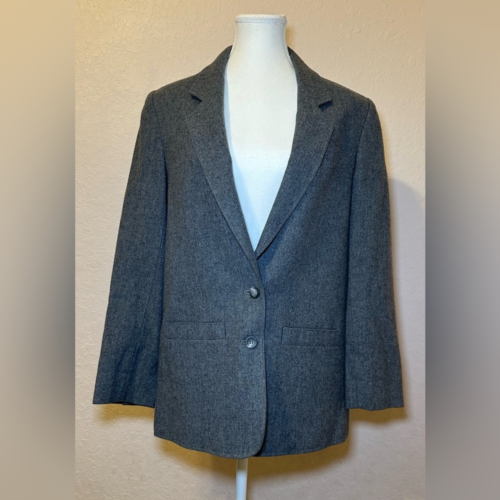 Pendleton vintage 100% virgin wool blazer grey gray 2 pockets shoulder‎ pads 8